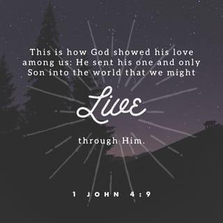1 John 4:9-15 - This is how God showed his love among us: He sent his one and only Son into the world that we might live through him. This is love: not that we loved God, but that he loved us and sent his Son as an atoning sacrifice for our sins. Dear friends, since God so loved us, we also ought to love one another. No one has ever seen God; but if we love one another, God lives in us and his love is made complete in us.
This is how we know that we live in him and he in us: He has given us of his Spirit. And we have seen and testify that the Father has sent his Son to be the Savior of the world. If anyone acknowledges that Jesus is the Son of God, God lives in them and they in God.