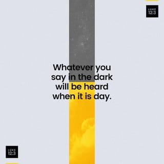 Luke 12:3 - So then, whatever you have said in the dark will be heard in broad daylight, and whatever you have whispered in private in a closed room will be shouted from the housetops.