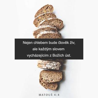 Matouš 4:4 - On však odpověděl: „Je psáno: ‚Nejen chlebem bude člověk živ, ale každým slovem vycházejícím z Božích úst.‘“