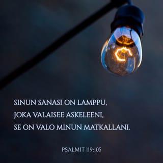 Psalmit 119:105 - Sinun sanasi on jalkojeni lamppu ja valo minun polullani.
