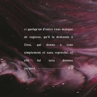 Jacques 1:4-10 - Mais il faut que votre endurance aille jusqu’au bout de ce qu’elle peut faire pour que vous parveniez à l’état d’adultes et soyez pleins de force, des hommes auxquels il ne manque rien.
Si l’un de vous manque de sagesse, qu’il la demande à Dieu qui la lui donnera, car il donne à tous généreusement et sans faire de reproche. Il faut cependant qu’il la demande avec foi, sans douter, car celui qui doute ressemble aux vagues de la mer agitées et soulevées par le vent. Qu’un tel homme ne s’imagine pas obtenir quoi que ce soit du Seigneur : son cœur est partagé, il est inconstant dans toutes ses entreprises.
Que le frère ou la sœur pauvre soit fier de ce que Dieu l’élève, et le riche de ce que Dieu l’abaisse. En effet, il passera comme la fleur des champs.
