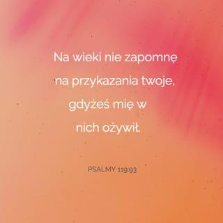 Księga Psalmów 119:93 - Nigdy nie zapomnę Twych przepisów, bo przez nie dajesz mi żyć.