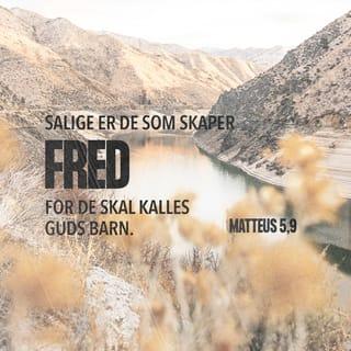Matteus’ evangelium 5:9-12 - Salige er de som skaper fred, for de skal kalles Guds barn.
Salige er de som blir forfulgt for rettferdighetens skyld, for Himlenes rike er deres.
Salige er dere når de håner og forfølger dere og for Min skyld lyver og sier all slags ondt om dere.
Fryd dere og juble i glede, for stor er deres lønn i Himmelen. For slik forfulgte de profetene som var før dere.