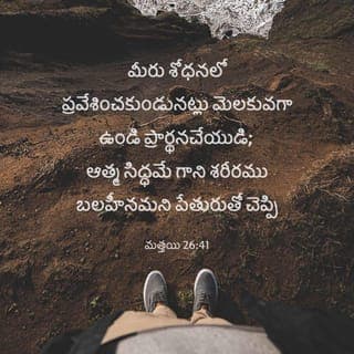 మత్తయిత 26:40-41 - ఆ తర్వాత తిరిగి వచ్చి శిష్యులు నిద్రిస్తూ ఉండటం గమనించాడు. ఆయన, “నాతో సహా ఒక గంట సేవు మేలుకోలేక పొయ్యారా?” అని అన్నాడు. “మెలకువగా ఉండి ప్రార్థించండి! అప్పుడే మీరు దుష్ప్రేరేపణకు లోనైపోకుండా ఉంటారు. ఆత్మ సిద్ధంగా ఉంది కాని శరీరం బలహీనంగా ఉంది!” అని పేతురుతో అన్నాడు.