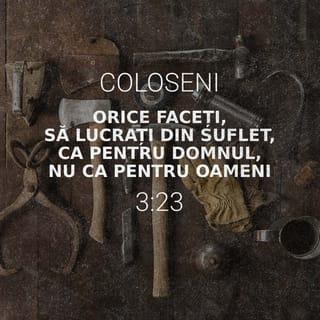 Coloseni 3:23 - Orice faceți, să lucrați din suflet, ca pentru Domnul, nu ca pentru oameni