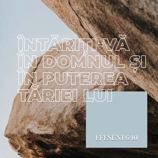 Efeseni 6:10-20 - Încolo, fraților, întăriți-vă în Domnul și în puterea tăriei Lui. Îmbrăcați-vă cu toată armătura lui Dumnezeu, ca să puteți ține piept împotriva uneltirilor diavolului. Căci noi n-avem de luptat împotriva cărnii și sângelui, ci împotriva căpeteniilor, împotriva domniilor, împotriva stăpânitorilor întunericului acestui veac, împotriva duhurilor răutății care sunt în locurile cerești. De aceea, luați toată armătura lui Dumnezeu, ca să vă puteți împotrivi în ziua cea rea și să rămâneți în picioare după ce veți fi biruit totul. Stați gata dar, având mijlocul încins cu adevărul, îmbrăcați cu platoșa neprihănirii, având picioarele încălțate cu râvna Evangheliei păcii. Pe deasupra tuturor acestora, luați scutul credinței cu care veți putea stinge toate săgețile arzătoare ale celui rău. Luați și coiful mântuirii și sabia Duhului, care este Cuvântul lui Dumnezeu. Faceți în toată vremea, prin Duhul, tot felul de rugăciuni și cereri. Vegheați la aceasta cu toată stăruința și rugăciune pentru toți sfinții și pentru mine, ca, ori de câte ori îmi deschid gura, să mi se dea cuvânt, ca să fac cunoscută cu îndrăzneală taina Evangheliei, al cărei sol în lanțuri sunt; pentru ca, zic, să vorbesc cu îndrăzneală, cum trebuie să vorbesc.