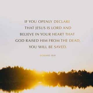 Romans 10:9-10 - that if you confess with your mouth Jesus as Lord, and believe in your heart that God raised Him from the dead, you will be saved; for with the heart a person believes, resulting in righteousness, and with the mouth he confesses, resulting in salvation.