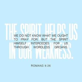 Romans 8:26 - In the same way the Spirit also comes to help us, weak as we are. For we do not know how we ought to pray; the Spirit himself pleads with God for us in groans that words cannot express.