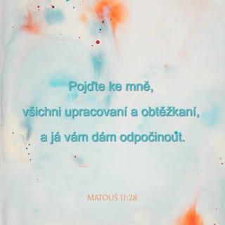Matouš 11:27-30 - Všechno je mi dáno od mého Otce a nikdo nezná Syna, jedině Otec, a ani Otce nikdo nezná, jedině Syn a ten, komu by ho Syn chtěl zjevit.
Pojďte ke mně, všichni upracovaní a obtěžkaní, a já vám dám odpočinout. Vezměte na sebe mé jho a učte se ode mě, neboť jsem mírný a pokorný v srdci, a vaše duše najdou odpočinutí. Mé jho je totiž příjemné a mé břemeno lehké.“