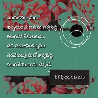 ఫిలిప్పీయులకు 2:12-16 - కాగా నా ప్రియులారా, మీరెల్లప్పుడును విధేయులై యున్న ప్రకారము, నాయెదుట ఉన్నప్పుడు మాత్రమే గాక మరి యెక్కువగా నేను మీతో లేని యీ కాల మందును, భయముతోను వణకుతోను మీ సొంతరక్షణను కొనసాగించుకొనుడి. ఎందుకనగా మీరు ఇచ్ఛయించుటకును కార్యసిద్ధి కలుగజేసికొనుటకును, తన దయాసంకల్పము నెరవేరుటకై మీలో కార్యసిద్ధి కలుగజేయువాడు దేవుడే. మీరు మూర్ఖైమెన వక్రజనము మధ్య, నిరపరాధులును నిష్కళంకులును అనింద్యులునైన దేవుని కుమారులగునట్లు, సణుగులును సంశయములును మాని, సమస్త కార్యములను చేయుడి. అట్టి జనముమధ్యను మీరు జీవవాక్యమును చేతపట్టుకొని, లోకమందు జ్యోతులవలె కనబడుచున్నారు. అందువలన నేను వ్యర్థముగా పరుగెత్తలేదనియు, నేను పడిన కష్టము నిష్ప్రయోజనము కాలేదనియు క్రీస్తుదినమున నాకు అతిశయకారణము కలుగును.