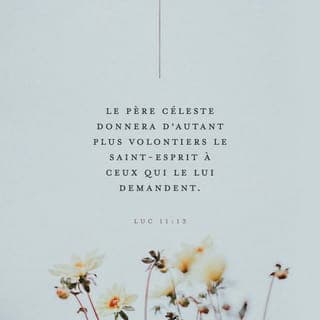 Luc 11:13 - Si donc vous qui êtes mauvais {Alors si vous qui êtes de mauvaises personnes} savez donner de bonnes choses à vos enfants, à combien plus forte raison votre Père (qui est) dans le ciel donnera-t-il l'Esprit Saint aux gens qui le lui demandent {votre Père dans le ciel donnera certainement l'Esprit Saint aux gens qui le lui demandent}!»