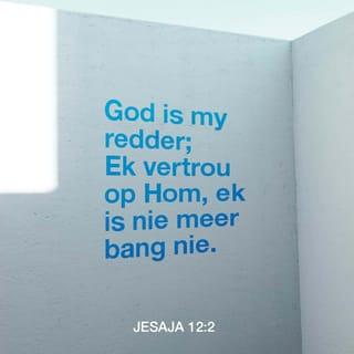 JESAJA 12:2 - God het my kom red.
Ek vertrou op Hom.
Ek is nie meer bang nie.
Die HERE, die HERE is my krag
en my lied.
Hy het my kom red.”