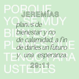 Jeremías 29:11 - Pues yo sé los planes que tengo para ustedes —dice el SEÑOR—. Son planes para lo bueno y no para lo malo, para darles un futuro y una esperanza.