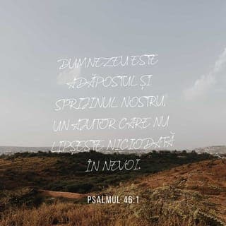 Psalmii 46:1-2 - Sprijin și adăpost, mereu,
Ne este-al nostru Dumnezeu,
Căci ajutor e pentru noi,
Ce nu lipsește în nevoi.
De-aceea, noi – în orice vreme –
N-avem nimic de a ne teme,
Chiar dacă tot acest pământ
Se zguduie, sau dacă sânt
Clătinați munți-aceia care
Se află-n inimă de mare