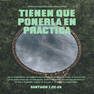 Santiago 1:23 - Porque si alguno es oidor de la palabra pero no hacedor de ella, este es semejante al hombre que considera en un espejo su rostro natural.