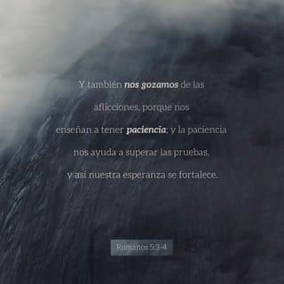 Romanos 5:3-4 - Y no solo esto, sino que también nos gloriamos en las tribulaciones, sabiendo que la tribulación produce paciencia; y la paciencia, prueba; y la prueba, esperanza