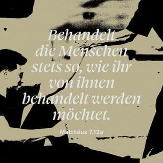 Matthäus 7:1-23 - »Urteilt nicht über andere, damit Gott euch nicht verurteilt. Denn so wie ihr jetzt andere richtet, werdet auch ihr gerichtet werden. Und mit dem Maßstab, den ihr an andere anlegt, werdet ihr selbst gemessen werden.
Warum siehst du jeden kleinen Splitter im Auge deines Mitmenschen, aber den Balken in deinem eigenen Auge bemerkst du nicht? Wie kannst du zu ihm sagen: ›Komm her! Ich will dir den Splitter aus dem Auge ziehen!‹, und dabei hast du selbst einen Balken im Auge! Du Heuchler! Entferne zuerst den Balken aus deinem Auge, dann kannst du klar sehen, um auch den Splitter aus dem Auge deines Mitmenschen zu ziehen.
Werft, was heilig ist, nicht den Hunden hin! Sie werden euch angreifen und in Stücke reißen. Und werft eure Perlen nicht vor die Säue! Sie werden die Perlen nur zertreten.«
»Bittet Gott, und er wird euch geben! Sucht, und ihr werdet finden! Klopft an, und euch wird die Tür geöffnet! Denn wer bittet, der bekommt. Wer sucht, der findet. Und wer anklopft, dem wird geöffnet.
Würde etwa jemand von euch seinem Kind einen Stein geben, wenn es um ein Stück Brot bittet? Oder eine Schlange, wenn es um einen Fisch bittet? Trotz all eurer Bosheit wisst ihr Menschen doch, was gut für eure Kinder ist, und gebt es ihnen. Wie viel mehr wird euer Vater im Himmel denen Gutes schenken, die ihn darum bitten!«
»Behandelt die Menschen stets so, wie ihr von ihnen behandelt werden möchtet. Denn das ist die Botschaft des Gesetzes und der Propheten.«
»Geht durch das enge Tor! Denn das Tor zum Verderben ist breit und der Weg dorthin bequem. Viele Menschen gehen ihn. Aber das Tor, das zum Leben führt, ist eng und der Weg dorthin schmal! Deshalb finden ihn nur wenige.«
»Nehmt euch in Acht vor denen, die in Gottes Namen auftreten und falsche Lehren verbreiten! Sie kommen zu euch, getarnt als Schafe, aber in Wirklichkeit sind sie reißende Wölfe. Wie man einen Baum an seiner Frucht erkennt, so erkennt ihr sie an dem, was sie tun. Kann man etwa Weintrauben von Dornbüschen oder Feigen von Disteln pflücken? Natürlich nicht!
Ein guter Baum bringt gute Früchte und ein kranker Baum schlechte. Ein guter Baum kann keine schlechten Früchte tragen und ein kranker Baum keine guten. Jeder Baum, der keine guten Früchte bringt, wird umgehauen und verbrannt. Ebenso werdet ihr diese falschen Propheten an ihren Taten erkennen.«
»Nicht wer mich dauernd ›Herr‹ nennt, wird in Gottes himmlisches Reich kommen, sondern wer den Willen meines Vaters im Himmel tut. Am Tag des Gerichts werden viele zu mir sagen: ›Aber Herr, wir haben doch in deinem Auftrag prophetisch geredet! Herr, wir haben doch in deinem Namen Dämonen ausgetrieben und viele Wunder vollbracht!‹ Aber ich werde ihnen entgegnen: ›Ich habe euch nie gekannt. Ihr habt meine Gebote mit Füßen getreten, darum geht mir aus den Augen!‹«