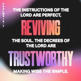 Psalm 19:7-11 - The law of the LORD is perfect, converting the soul:
The testimony of the LORD is sure, making wise the simple.
The statutes of the LORD are right, rejoicing the heart:
The commandment of the LORD is pure, enlightening the eyes.

The fear of the LORD is clean, enduring for ever:
The judgments of the LORD are true and righteous altogether.
More to be desired are they than gold, yea, than much fine gold:
Sweeter also than honey and the honeycomb.
Moreover by them is thy servant warned:
And in keeping of them there is great reward.