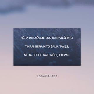 1 Samuelio 2:1-11 - Ona meldėsi, sakydama:
„Mano širdis džiūgauja VIEŠPATYJE,
mano jėga mano Dievo išaukštinta.
Mano lūpos juokiasi iš priešų;
džiaugiuosi savo pergale.
Nėra kito Šventojo kaip VIEŠPATS,
tikrai nėra kito šalia tavęs;
nėra Uolos kaip mūsų Dievas.
Liaukitės išdidžiai kalbėję,
teneišeina iš jūsų lūpų įžūlus žodis.
Juk VIEŠPATS yra visa žinantis Dievas, –
jis nulemia veiksmus.
Galiūnų lankai sulaužomi,
o silpnieji apsijuosia jėga.
Kadaise buvę sotūs turi tarnauti už duoną,
o alkanieji daugiau nebealksta.
Bevaisė pagimdė septynetą,
o daugelio vaikų motina yra vieniša.
VIEŠPATS dalija mirtį ir duoda gyvastį,
nuveda į Šeolą ir prikelia.
VIEŠPATS suvargina ir praturtina;
jis nužemina ir išaukština.
Jis ištraukia vargšą iš dulkių,
pakelia skurdžių iš šiukšlyno,
pasodina jį su didžiūnais,
suteikia jam garbingą paveldo sostą.
Mat VIEŠPAČIUI priklauso žemės stulpai,
ant jų jis padėjo pasaulį.
Žingsnius savo ištikimųjų jis saugo,
o nedorėliai žus tamsybėje,
juk žmogus savo jėga nenugalės.
VIEŠPATIES priešai bus sutriuškinti;
Aukščiausiasis sugriaudės danguje.
VIEŠPATS teis žemės pakraščius,
suteiks jėgą savo karaliui
ir pergalę savo Pateptajam“.
Tada Elkana sugrįžo namo į Ramą, o berniukas pasiliko tarnauti VIEŠPAČIUI kunigo Elio prižiūrimas.