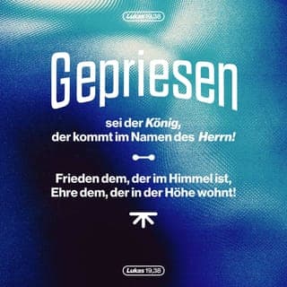 Lukas 19:28-38 - ° Als er das gesagt hatte, wanderte Jesus vor ihnen her auf der Straße hinauf nach Jerusalem. ° Als er dann nahe an Betfage und Betanien herankam, an den Berg, der Ölberg heißt, schickte er zwei von seinen Gefährten los ° und sagte zu ihnen: »Geht in das Dorf, das da vorn liegt. Beim Hineingehen werdet ihr ein Eselsfohlen finden, das dort angebunden ist und auf dem noch nie jemand geritten ist. Das sollt ihr losbinden. ° Und wenn euch jemand fragt: ›Warum bindet ihr es los?‹, dann sollt ihr sagen: ›Der Herr selbst braucht es!‹« ° Da gingen die los, die Jesus beauftragt hatte, und fanden alles so vor, wie er es ihnen gesagt hatte. ° Als sie das Eselsfohlen losbanden, sagten seine Besitzer zu ihnen: »Warum bindet ihr das Fohlen los?« ° Sie antworteten: »Der Herr braucht es dringend!« ° Dann brachten sie es zu Jesus. Sie legten ihre Kleider auf den jungen Esel und setzten Jesus darauf. ° Als er losritt, breiteten sie ihre Kleider vor ihm auf den Weg aus. ° Als sie schon nahe am Abhang des Ölbergs angekommen waren, begann die große Menge der Nachfolger von Jesus voller Freude mit lauter Stimme Gott zu loben und zu preisen wegen all der gewaltigen Wunderzeichen, die sie gesehen hatten. ° Sie riefen: »Gepriesen ist der König, der im Namen Gottes des Herrn zu uns kommt! Frieden im Himmel und Ehre in der Höhe!«