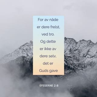 Efeserbrevet 2:8-22 - For av nåde er dere frelst ved troen, og det er ikke av dere selv, det er Guds gave,
ikke av gjerninger, for at ingen skal rose seg.
For vi er Hans verk, skapt i Kristus Jesus til gode gjerninger, som Gud har gjort ferdige på forhånd, for at vi skulle vandre i dem.
Husk derfor at dere en gang var født som folkeslag, slike som kalles uomskårne av dem som har navn etter den omskjærelse som er gjort på kroppen med hender.
Husk at dere på den tiden var utenfor Kristus, utestengt fra Israels borgerskap og fremmede for løftets pakter. Dere hadde ikke noe håp og var uten Gud i verden.
Men i Kristus Jesus er nå dere som før var langt borte, kommet nær ved Kristi blod.
Han er vår fred, Han som har gjort dem begge til ett, og som brøt ned skilleveggen som sto imellom.
Dette gjorde Han da Han ved sin kropp avskaffet fiendskapet, den lov som kom med bud og forskrifter, for i seg selv å skape ett nytt menneske av de to og på den måten skape fred.
Slik kunne Han også forlike dem begge med Gud i én kropp ved korset og ved det drepe fiendskapet.
Han kom og forkynte evangeliet om fred for dere som var langt borte, og fred for dem som var nær ved.
For ved Ham har vi begge adgang til vår Far i én Ånd.
Derfor er dere ikke lenger fremmede og utlendinger, men medborgere med de hellige, og dere hører til Guds husfolk;
dere er bygd opp på apostlenes og profetenes grunnvoll, og Jesus Kristus selv er Hovedhjørnesteinen.
I Ham blir hele bygningen føyd sammen, og den vokser til et hellig tempel i Herren.
I Ham blir også dere bygd opp sammen med de andre til en bolig for Gud i Ånden.