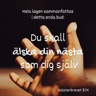 Galaterbrevet 5:13-26 - Ni är ju kallade till frihet, bröder. Låt bara inte den friheten ge köttet något tillfälle, utan tjäna varandra i kärlek. Hela lagen sammanfattas i detta enda bud: Du skall älska din nästa som dig själv. Men om ni biter och sliter i varandra är det fara värt att ni gör slut på varandra.
Nej, säger jag, låt er ande leda er, så ger ni aldrig efter för köttets begär. Köttet är fiende till anden och anden till köttet. De två ligger i strid så att ni inte kan göra det ni vill. Men om anden får styra er står ni inte längre under lagen.
Vad köttet ger är lätt att se: otukt, orenhet, liderlighet, avguderi, trolldom, fiendskap, strider, ofördragsamhet, vrede, intriger, splittringar, kätterier, maktkamp, dryckenskap, utsvävningar och annat av samma slag. Än en gång varnar jag er: de som gör sig skyldiga till sådant skall inte få del i Guds rike.
Men andens frukter är kärlek, glädje, frid, tålamod, vänlighet, godhet, trofasthet, ödmjukhet och självbehärskning. Mot sådant vänder sig inte lagen. De som tillhör Kristus Jesus har korsfäst sitt kött med alla dess lidelser och begär. Om vi har andligt liv, låt oss då följa en andlig väg. Låt oss inte bli inbilska, inte utmana varandra, inte avundas varandra.