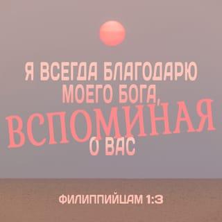 Послание к Филиппийцам 1:3-10 - Благодарю Бога моего при всяком воспоминании о вас, всегда во всякой молитве моей за всех вас принося с радостью молитву мою, за ваше участие в благовествовании от первого дня даже доныне, будучи уверен в том, что начавший в вас доброе дело будет совершать его даже до дня Иисуса Христа, как и должно мне помышлять о всех вас, потому что я имею вас в сердце в узах моих, при защищении и утверждении благовествования, вас всех, как соучастников моих в благодати. Бог — свидетель, что я люблю всех вас любовью Иисуса Христа; и молюсь о том, чтобы любовь ваша еще более и более возрастала в познании и всяком чувстве, чтобы, познавая лучшее, вы были чисты и непреткновенны в день Христов