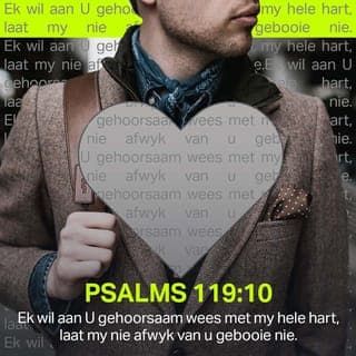 PSALMS 119:9-12 - Hoe kan 'n jongmens sy lewe skoon hou?
Deur hom te hou aan u woord!
Ek wil aan U gehoorsaam wees met my hele hart,
laat my nie afwyk van u gebooie nie.
Aan u beloftes hou ek vas,
dit weerhou my van sonde teen U.
Aan U kom die lof toe, Here,
leer my u voorskrifte.