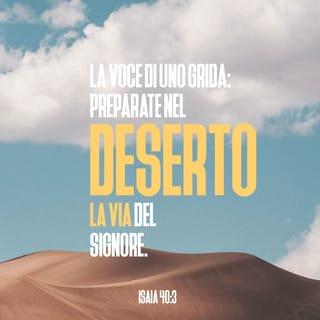 Isaia 40:3 - La voce di uno grida: «Preparate nel deserto la via del SIGNORE, appianate nei luoghi aridi una strada per il nostro Dio!