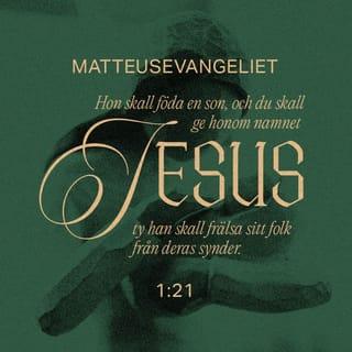 Matteusevangeliet 1:21 - Hon skall föda en son, och du skall ge honom namnet Jesus, ty han skall frälsa sitt folk från deras synder.«