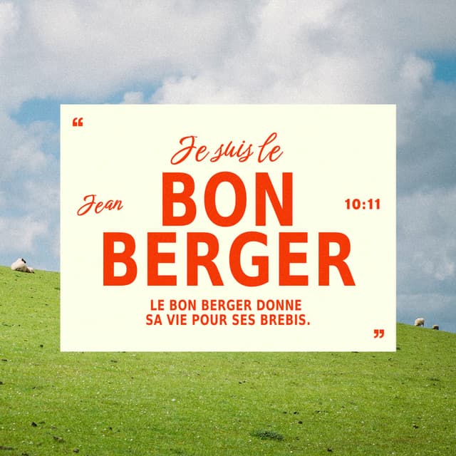 Jean 10:11-16 - Moi, je suis le bon berger. Le bon berger donne sa vie pour ses brebis. Celui qui n’est pas le berger, qui n’est pas le propriétaire des brebis, mais que l’on paye pour les garder, se sauve, lui, dès qu’il voit venir le loup, et il abandonne les brebis ; alors le loup se précipite sur elles, il s’empare de quelques-unes et disperse le troupeau. Cet homme agit ainsi parce qu’il est payé pour faire ce travail et qu’il n’a aucun souci des brebis.
Moi, je suis le bon berger ; je connais mes brebis et mes brebis me connaissent, tout comme le Père me connaît et que je connais le Père. Je donne ma vie pour mes brebis. J’ai encore d’autres brebis qui ne sont pas de cet enclos. Celles-là aussi, il faut que je les amène ; elles écouteront ma voix, ainsi il n’y aura plus qu’un seul troupeau avec un seul berger.