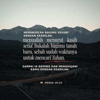 Hosea 10:12-15 - Menaburlah bagimu sesuai dengan keadilan,
menuailah menurut kasih setia!
Bukalah bagimu tanah baru,
sebab sudah waktunya untuk mencari TUHAN,
sampai Ia datang dan menghujani kamu dengan keadilan.
Kamu telah membajak kefasikan,
telah menuai kecurangan,
telah memakan buah kebohongan.
Oleh karena engkau telah mengandalkan diri pada keretamu,
pada banyaknya pahlawan-pahlawanmu,
maka keriuhan perang akan timbul di antara bangsamu,
dan segala kubumu akan dihancurkan
seperti Salman menghancurkan Bet-Arbel
pada hari pertempuran:
ibu beserta anak-anak diremukkan.
Demikianlah akan Kulakukan kepadamu,
hai kaum Israel,
oleh karena dahsyatnya kejahatanmu.
Pada waktu fajar akan dilenyapkan sama sekali
raja Israel.