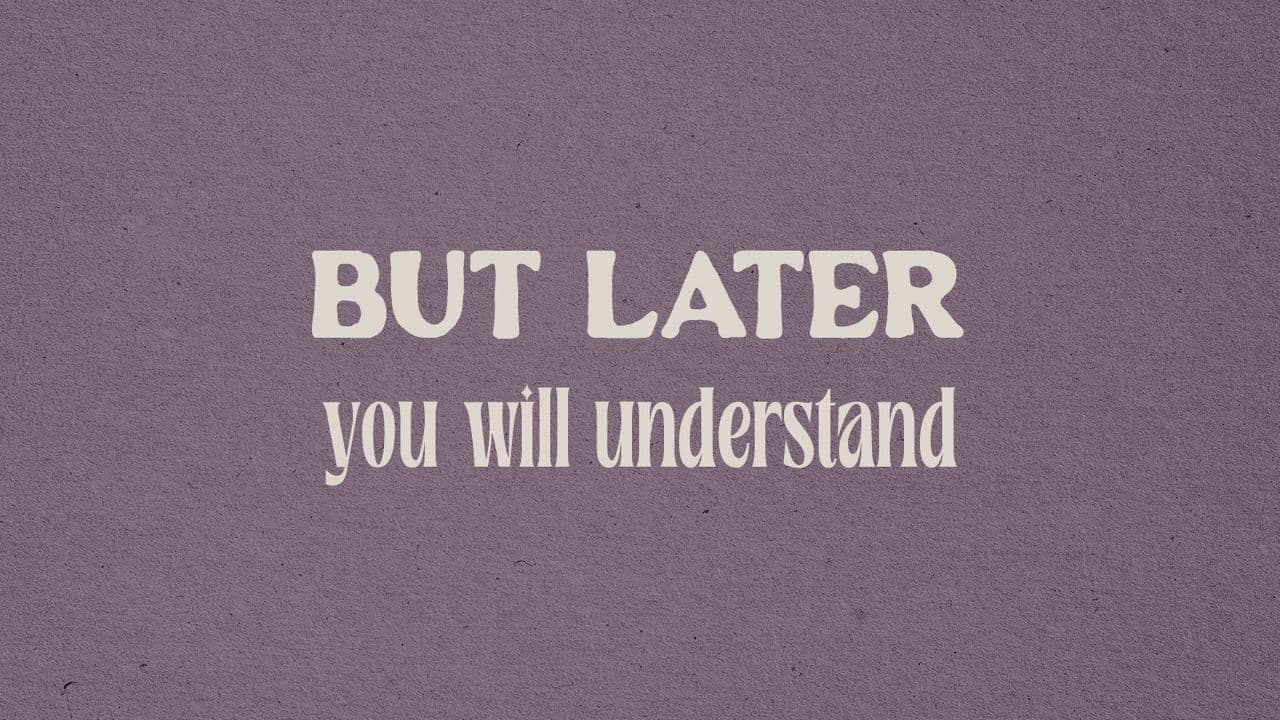 But Later You Will Understand