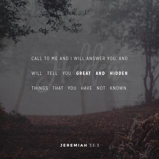 Jeremiah 33:3 ‘Call to me and I will answer you and tell you great and Jeremiah 33:3 ‘Call to me and I will answer you and tell you great and