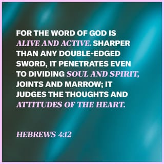 Hebrews 4:12 - For the word of God is living and powerful, and sharper than any two-edged sword, piercing even to the division of soul and spirit, and of joints and marrow, and is a discerner of the thoughts and intents of the heart.